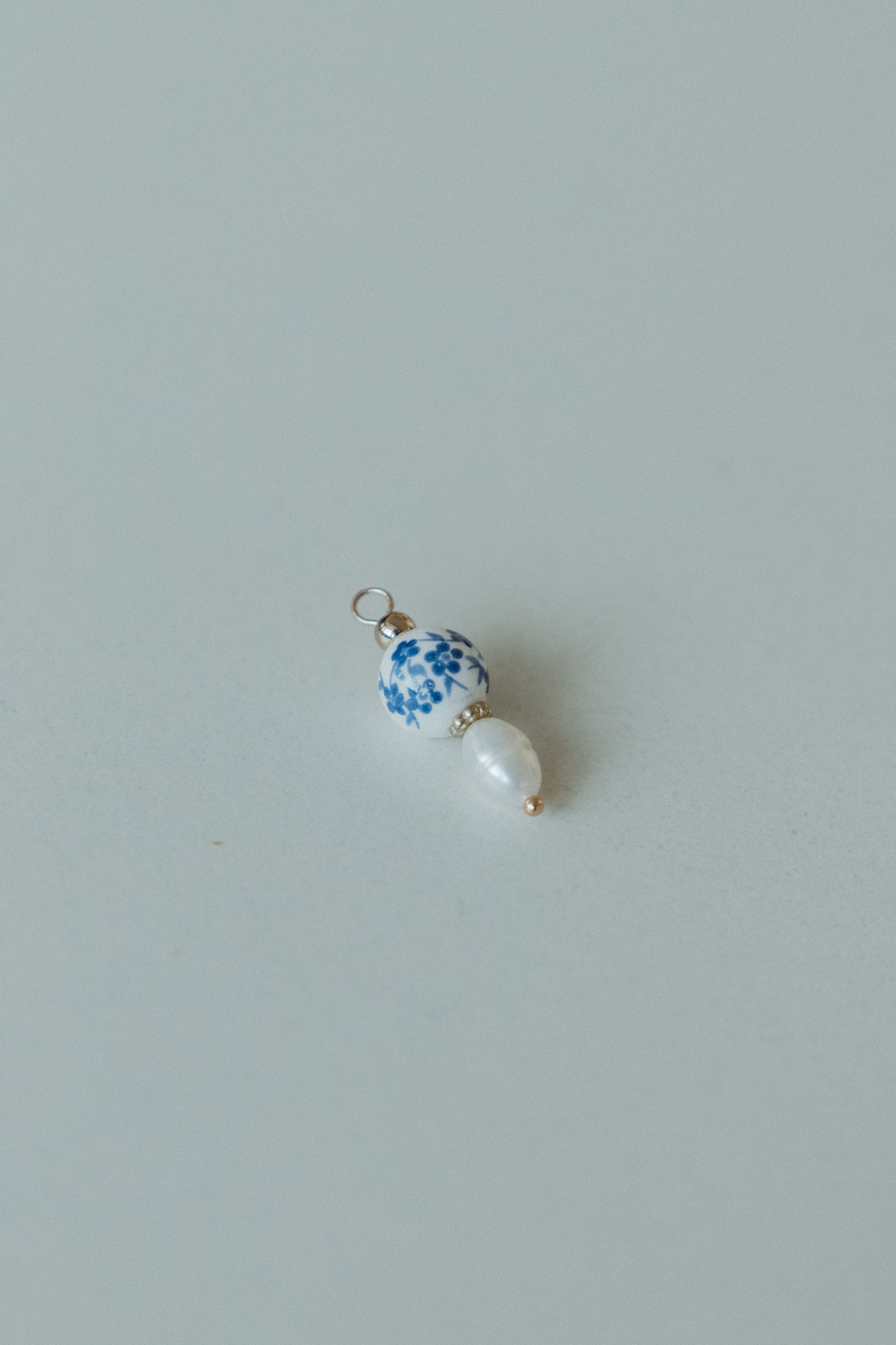 Blue Porcelain Bead w/ Pearl