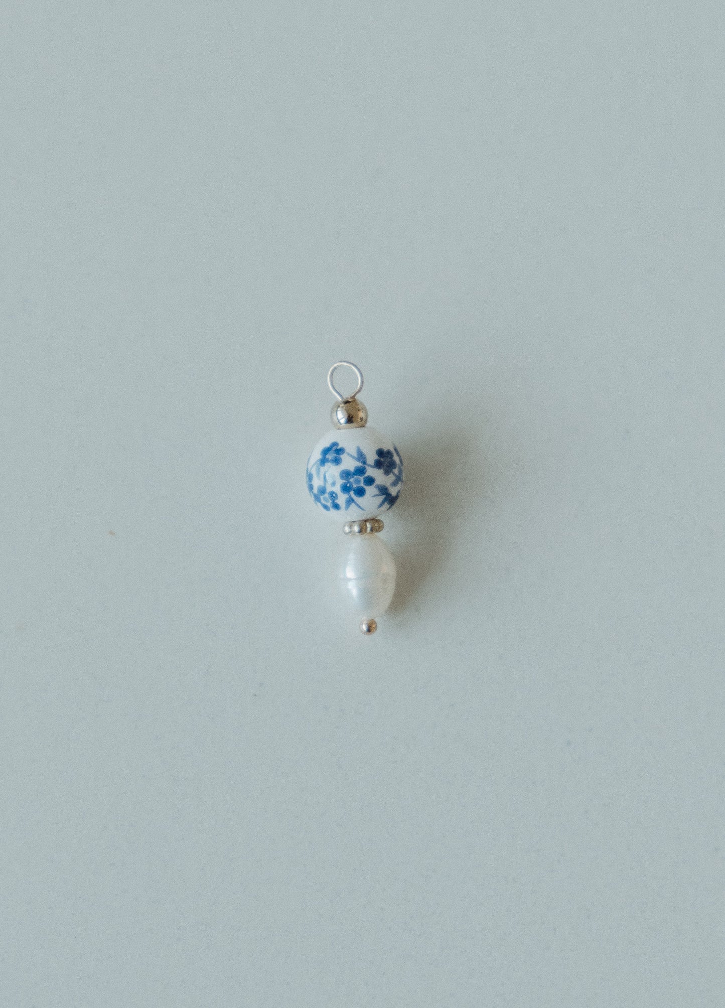 Blue Porcelain Bead w/ Pearl